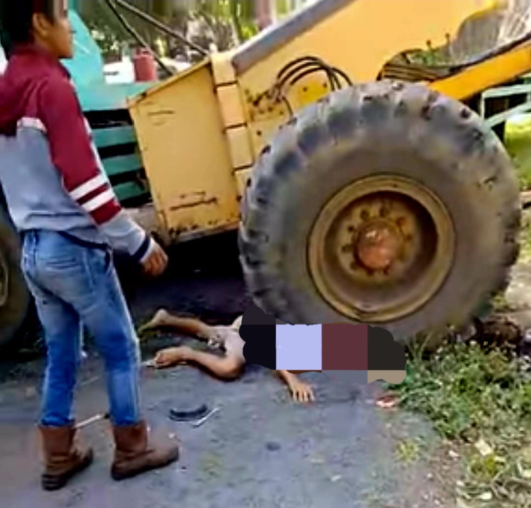 Korban J tergilas Grader di Bitung. (Foto: Istimewa)