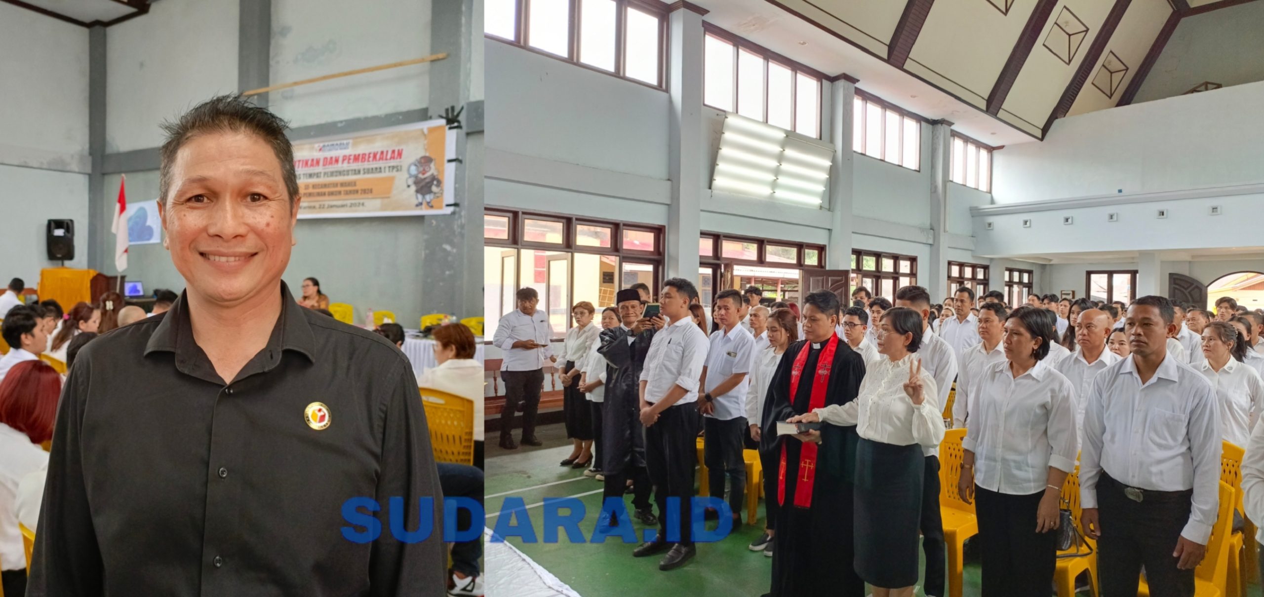 Rommy PB Korompis SIP, anggota Panwascam Kecamatan Wanea saat pelantikan Pengawas TPS Se-Kecamatan Wanea Kota Manado, Senin (22/1/2024). Foto: Ridho L Tobing