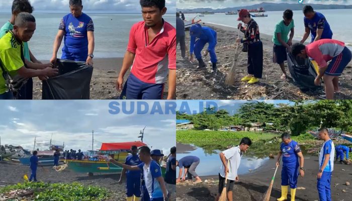 World Ocean Day, Ditpolairud Polda Sulut dan Satpolairud Polres Bitung Bersihkan Pantai Bersama Warga Pesisir
