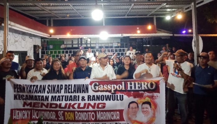 Relawan Gasspol Hero Deklarasi Dukung Pasangan Hengky Honandar dan Randito Maringka
