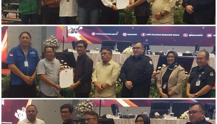KPU Sulut Resmi Tetapkan Tiga Pasangan Calon Gubernur dan Wakil Gubernur untuk Pilkada 2024