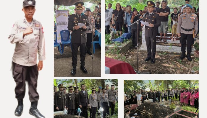 Polres Bitung Lepas Jenazah Aiptu Karno Jaya dengan Upacara Pemakaman Kedinasan Polri