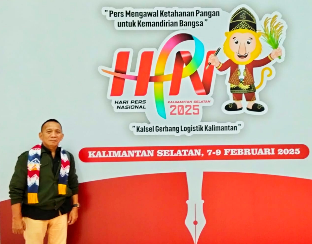 Ketua PWI Sulawesi Utara, Voucke Lontaan saat menghadiri Hari Pers Nasional tahun 2025 di Banjarmasin, Kalimantan Selatan. (Foto: untuk SUDARA.ID)