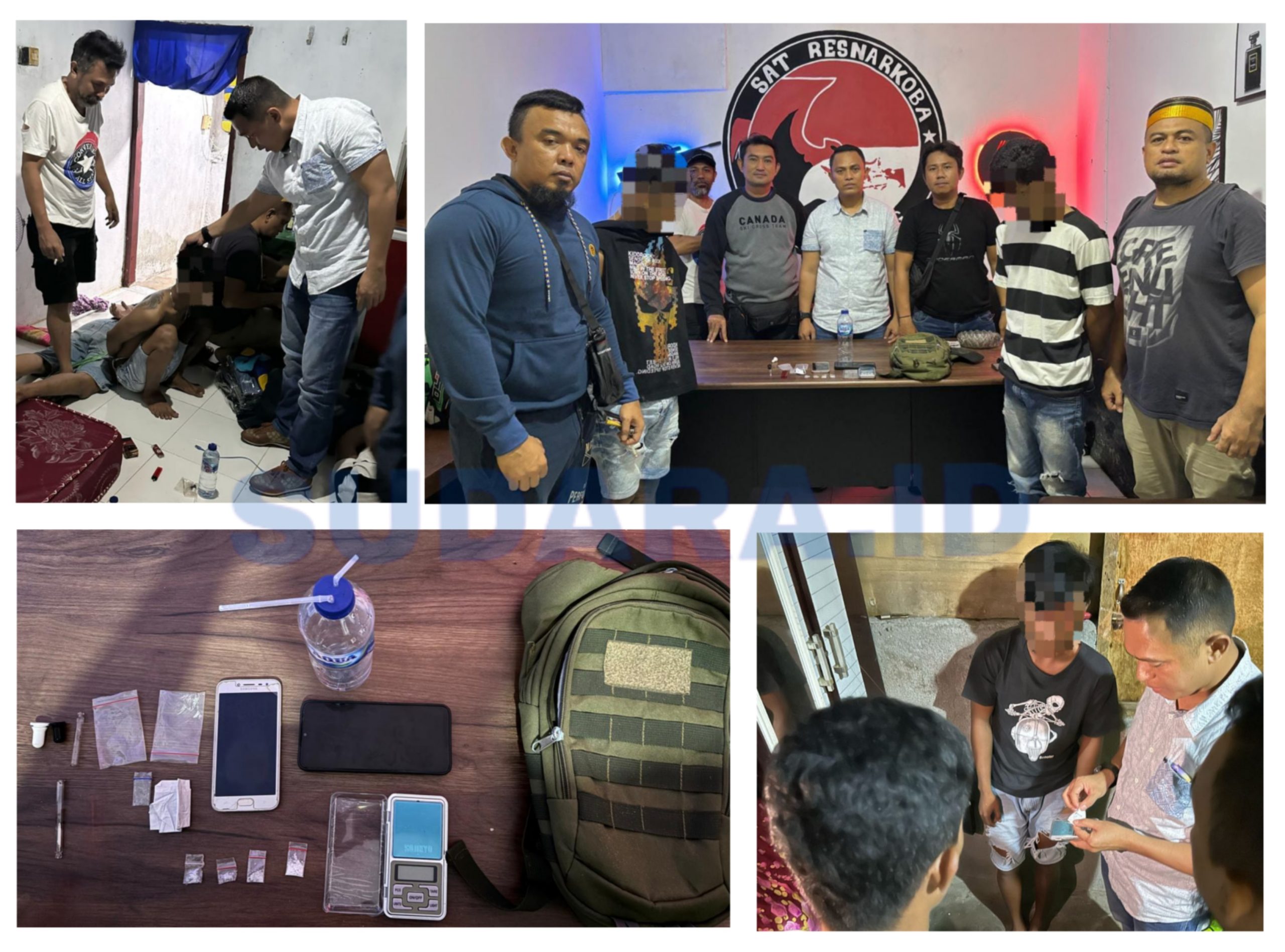 Proses penangkapan AC dan AMS atas kepemilikan Sabu oleh Satresnarkoba Polres Bitung. (Foto: Humas Polres Bitung)