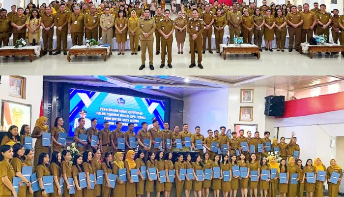 Walikota Hengky Honandar Serahkan 71 SK Pengangkatan CPNS Pemkot Bitung Formasi 2024