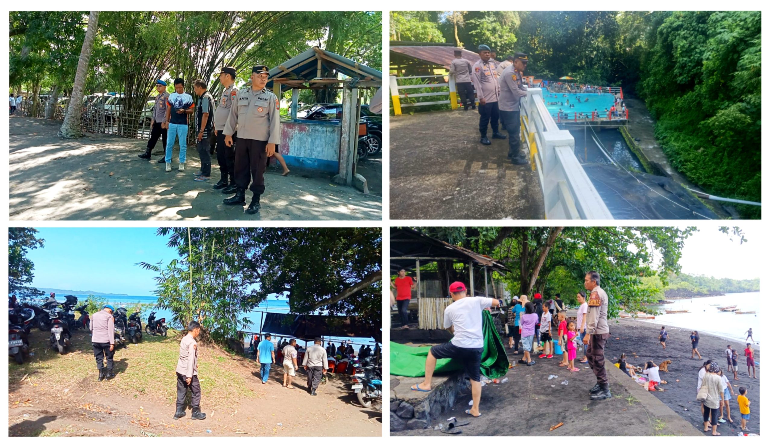 Penempatan para personel Polres Bitung di kawasan wisata. (Foto: Humas Polres Bitung)