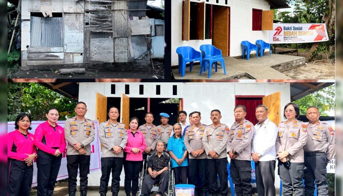 Kado HUT Bhayangkara Ke-79, Polres Bitung Bedah Rumah Pasangan Lansia