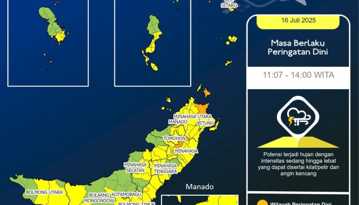 BMKG Sam Ratulangi Himbau Waspada Cuaca Ekstrem di Sulawesi Utara
