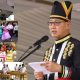 Walikota Bitung, Hengky Honandar SE, dalam sambutannya pada gelar Ibadah syukur dan pagelaran seni budaya Minahasa, dalam rangka HUT Kota Bitung yang yang ke-35. (Foto: Istimewa)