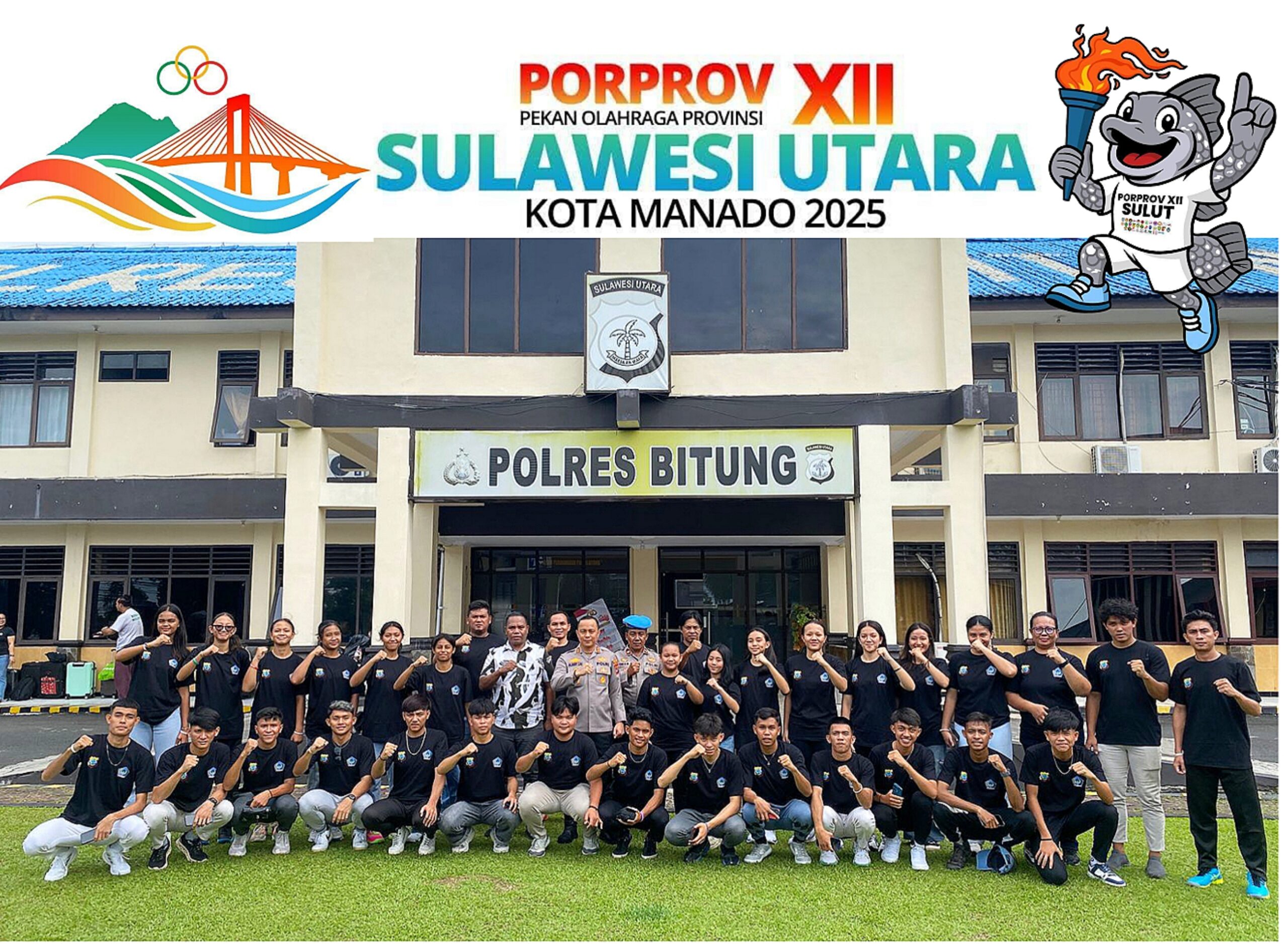 Kapolres Bitung, AKBP Albert Zai, S.I.K., M.H., resmi melepas Tim Voli Kota Bitung bertanding di Porprov XII Sulut Tahun 2025 di Kota Manado. (Foto: Ist/Ridho L Tobing)