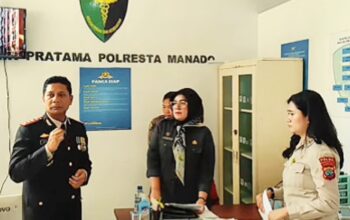 Kapolresta Manado, Kombes Pol Irham Halid SIK, saat menyambut kehadiran Kaur Yankes Subbid Kespol Biddokkes Polda Sulut Pembina dr. Faridah Alkatiri, M.Kes beserta Tim Supervisi FKTP Dokkes Polda Sulut. (Foto: Istimewa)