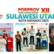 Podium Juara I tiga personel Polres Bitung, (gambar dari kiri ke kanan) Bripda Andreas Elia Waturandang, Bripda Bryan Veron Rezza Pangulimang, dan Bripda Noer Asaddin Pasi, S.Pi. (foto: Istimewa/ Ridho L Tobing)