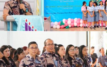 Kepala Sekolah SMAN 1 Amurang, Swingly Liow, S.Pd, saat moment Ibadah Natal SMAN 1 Amurang Tahun 2025. (Foto: Istimewa)