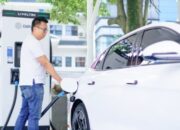 Ilustrasi pengisian listrik EV.