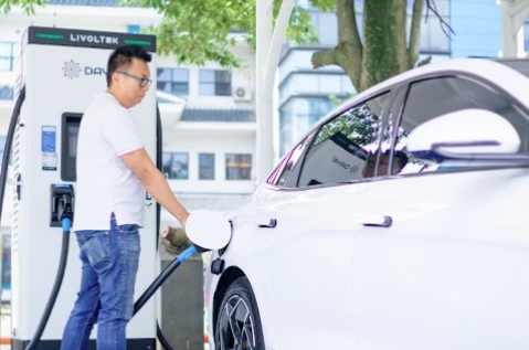 Ilustrasi pengisian listrik EV.