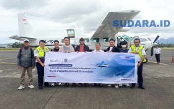 Penerbangan perdana pesawat perintis Susi Air dari Bandara Sam Ratulangi Manado menuju Melonguane dan Miangas Kabupaten Kepulauan Talaud.
