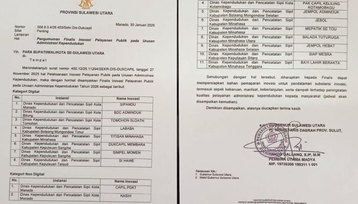 BDC ADMINDUK Disdukcapil Pemkot Bitung, Finalis Inovasi Pelayanan Publik Adminduk Tahun 2026