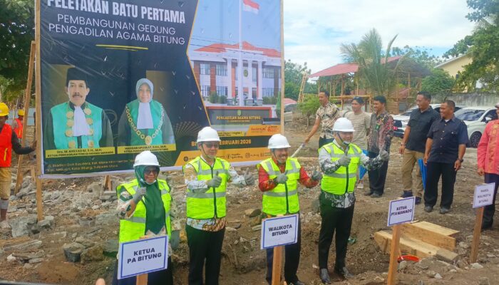 Peletakan Batu Pertama Gedung Pengadilan Agama Bitung, Ketua PTA Manado Apresiasi Dukungan Pemkot Bitung