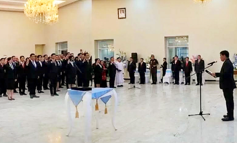 Gubernur Sulut Yulius Selvanus saat melantik dan mengambil sumpah jabatan para pejabat baru di lingkungan Pemerintah Provinsi Sulawesi Utara. (Foto: Ist)