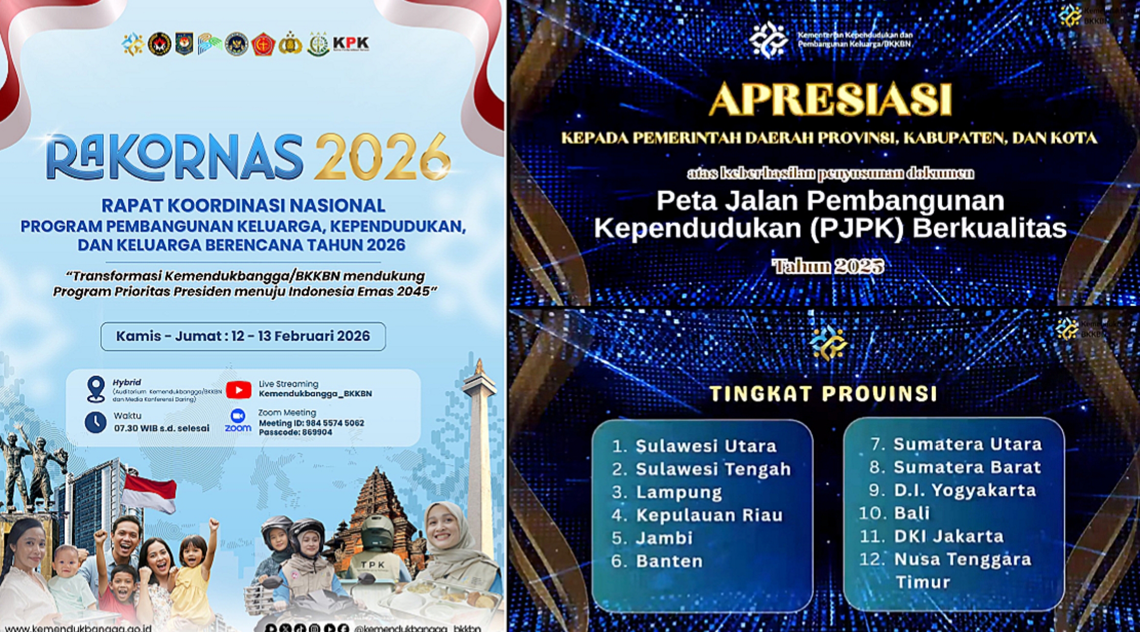 PJPK Pemerintah Provinsi Sulawesi Utara, raih predikat Terbaik Nasional. (Foto: Tangkapan layar YouTube Kemenbangga/BKKBN)