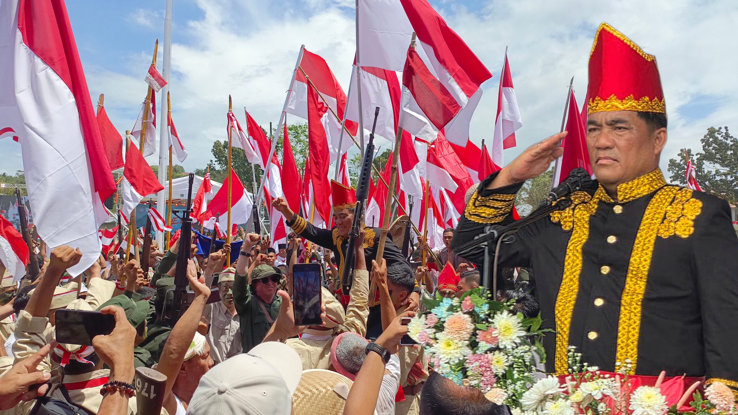 Gubernur Sulut Yulius Selvanus, saat gelar Peringatan Peristiwa Merah Putih tahun 2026. (Foto: Ridho L Tobing)
