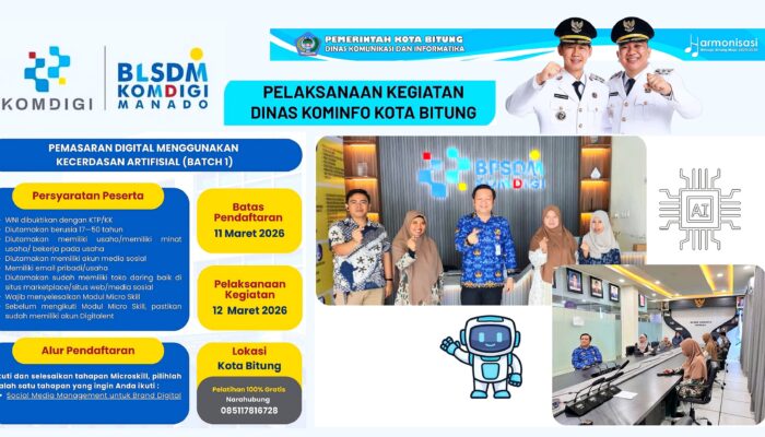 Buruan Daftar! Pemkot Bitung Buka Pelatihan Gratis Cara Cerdas Promosi Usaha Pakai AI di Medsos