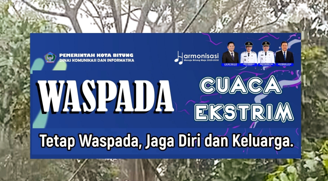 Peringatan Pemkot Bitung agar warga waspada cuaca ekstrem. (Foto: Ist/Ridho L Tobing)