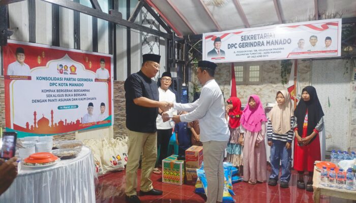Khidmat Ramadan: Gerindra Manado Santuni Kaum Dhuafa, Louis Schramm: “Torang Rumah Keberagaman!”