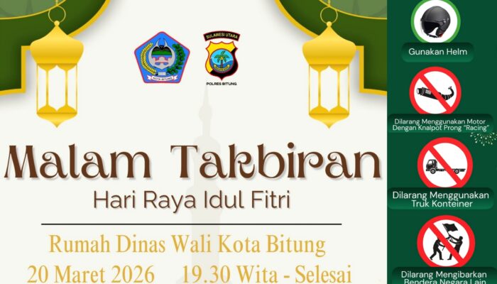 Besok Malam, Pemkot Bitung Pusatkan Pawai Takbiran 1447 H dari Rumah Dinas Walikota
