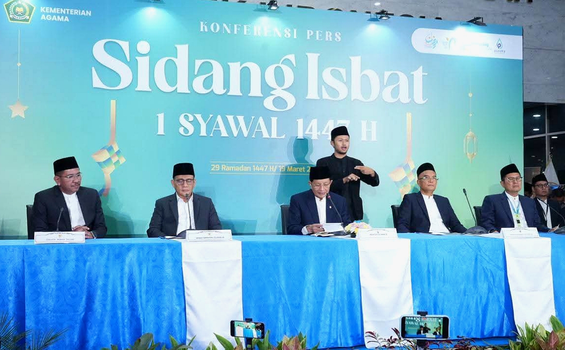 sidang Isbat dipimpin Menteri Agama (Menag) Nasaruddin Umar, di Kantor Kementerian Agama, Jakarta, Kamis (19/03/2026). (Foto: Istimewa)