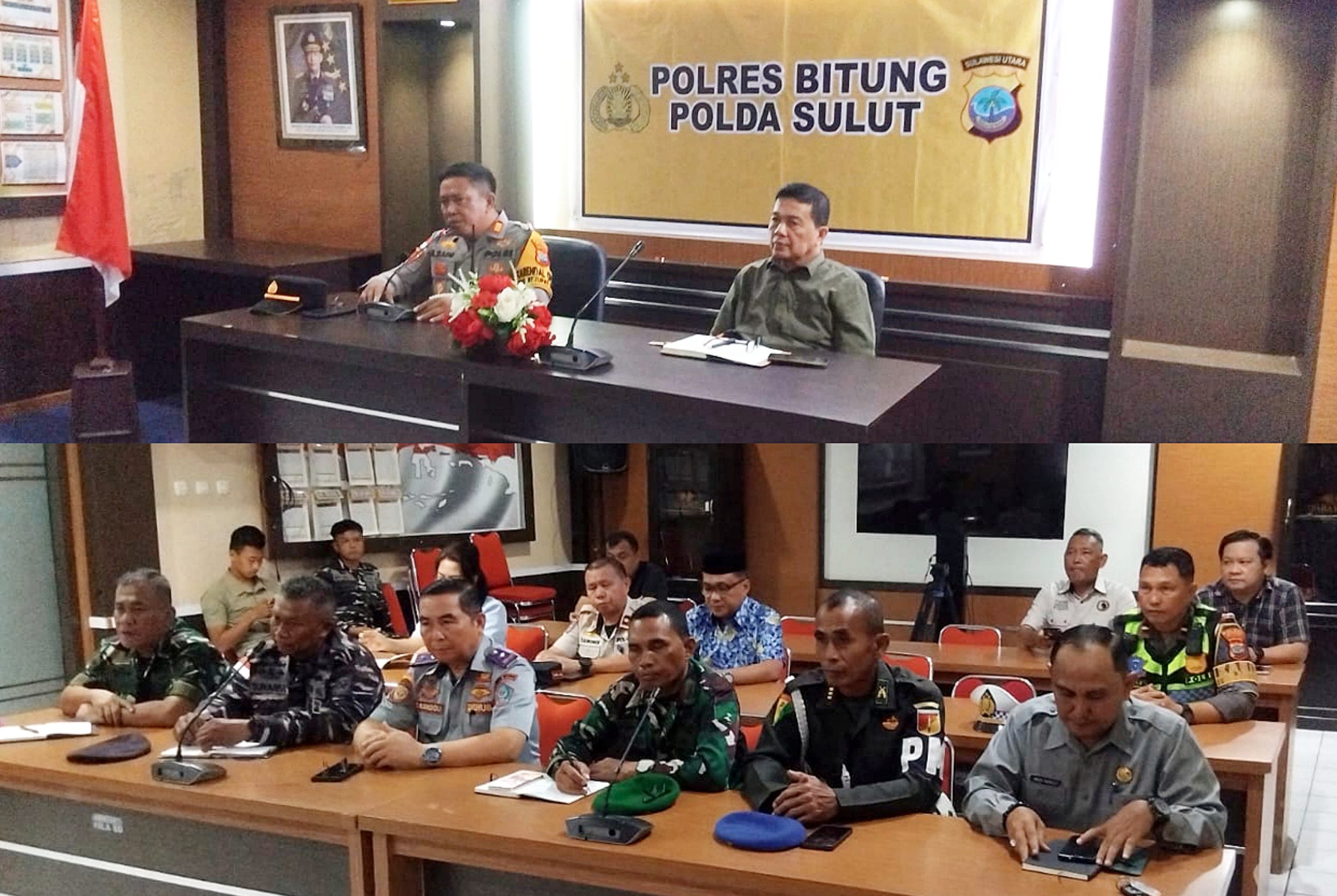 Rapat Koordinasi Persiapan Malam Takbiran Tahun 2026 yang digelar di Aula Endra Dharmalaksana (ED) Polres Bitung, Kamis (19/3/2026). (Foto: Ist)