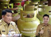 Gambar komposit memperlihatkan Gubernur Sulut, Yulius Selvanus (kiri) dan Asisten 2, Jemmy Ringkuangan (kanan), dengan latar belakang tabung LPG 3 Kg. Langkah tegas ini diambil Pemprov Sulut dengan peringatan "Jalur Hukum Menanti" bagi spekulan yang mengganggu ketersediaan gas melon, memastikan tidak ada lagi 'sumbatan' di jalur distribusi. (Foto: Dok.SUDARA.ID)
