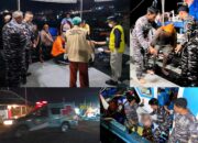 KEMANUSIAAN DI GARIS DEPAN: Dansatrol Kodaeral VIII, Kolonel Laut (P) Marvill Marfel Frits (kanan), memimpin pergerakan prajurit dari KAL Tedong Naga VIII-25 untuk mengevakuasi korban kebakaran KM Anaiah di perairan Bitung. (Foto: Dok. Satrol Kodaeral VIII)
