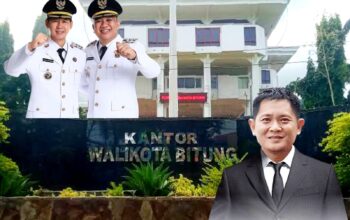 Pimpinan Solid, Administrasi Tertib: Walikota Bitung Hengky Honandar SE dan Wakil Walikota Randito Maringka S Sos (kiri atas) bersama Sekda Ir Ign Rudy Theno ST MT MAP (kanan bawah), resmi merilis RLPPD 2025 sebagai bentuk transparansi publik Pemerintah Kota Bitung. (Foto: Sok. SUDARA.ID)