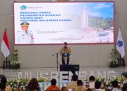 Gubernur Sulawesi Utara, Mayjen TNI (Purn) Yulius Selvanus SE, saat gelar Musyawarah Perencanaan Pembangunan (Musrenbang) dalam rangka penyusunan Rencana Kerja Pemerintah Daerah (RKPD) Provinsi Sulawesi Utara Tahun 2027, yang digelar di Gedung Mapalus, Kompleks Kantor Gubernur, Kamis (9/4/2026). (Foto: Ridho L Tobing)