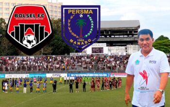 Stadion Klabat jadi saksi! Gubernur Sulut Yulius Selvanus mengumumkan tiket Persma 1960 Manado dan Bolsel FC sebagai utusan Sulawesi Utara menuju Liga 4 Nasional PSSI, Minggu (19/4/2026). (Foto: Dok. SUDARA.ID)