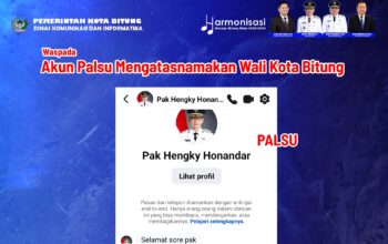 Waspada akun palsu Walikota Bitung! Segera lapor dan hanya ikuti kanal resmi Pemkot Bitung. (Dok.Istimewa)