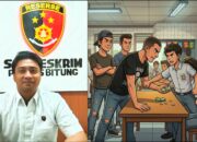 Kasat Reskrim Polres Bitung AKP Ahmad Anugrah (kiri) dan ilustrasi perlawanan siswa JK saat menghadapi komplotan pemalak di kantin sekolah (kanan). (Dok.SUDARA.ID)