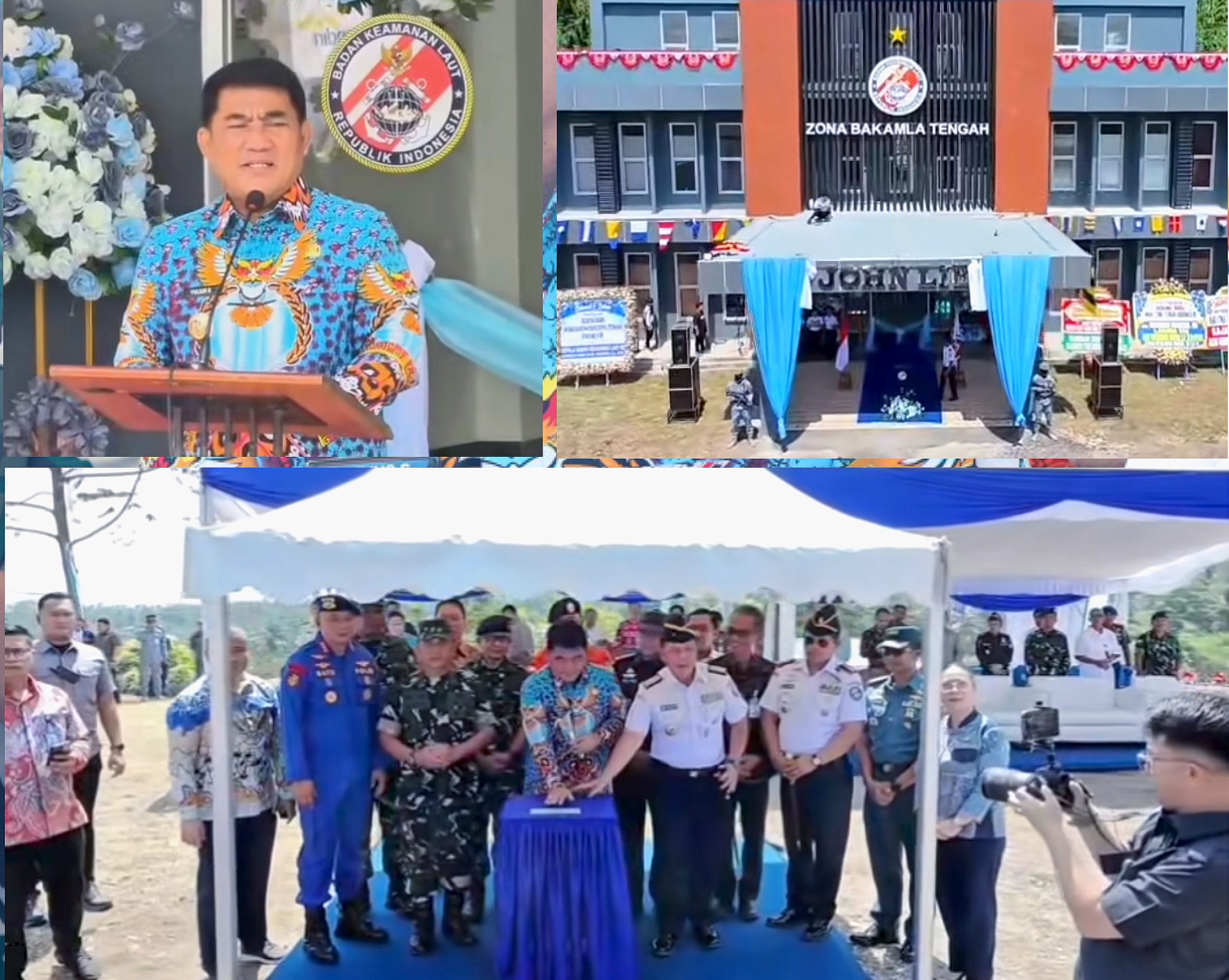 Gubernur Sulut, Mayjen TNI (Purn) Yulius Selvanus SE, saat meresmikan Gedung Jhon Lie, Markas Komando (Mako) Zona Tengah Badan Keamanan Laut Republik Indonesia (Bakamla RI) pada Kamis (23/4/2026). (Foto: Dok. Istimewa)