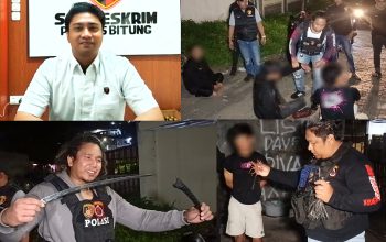 Kasat Reskrim Polres Bitung AKP Ahmad Anugrah (kiri atas) serta Penampakan para pelaku dan barang bukti panah wayer yang berhasil diamankan jajaran Polres Bitung guna menjaga kondusivitas Kota Cakalang. (Foto: Dok. Istimewa/SUDARA.ID)