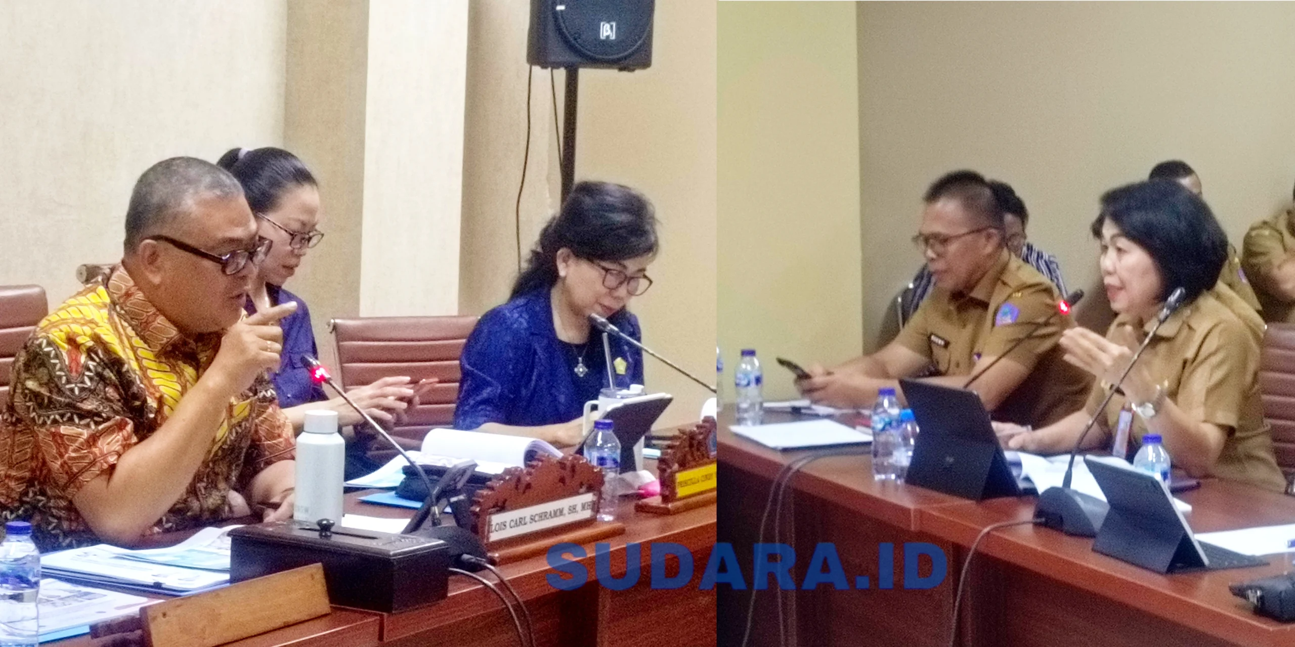 Wakil Ketua Komisi IV DPRD Sulut, Louis Carl Schramm saat memimpin RDP dengan Dinas Pendidikan Daerah Sulut yang dihadiri langsung oleh Kadis Femmy Suluh, Senin (11/5/2026). (Foto: Ridho L Tobing)