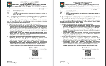 Surat Dirjen Dukcapil Kemendagri. (Foto: Dok. Istimewa)