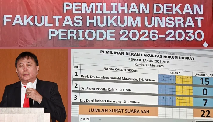 Prof Ronald Mawuntu Terpilih Menjadi Dekan Fakultas Hukum Unsrat Periode 2026–2030