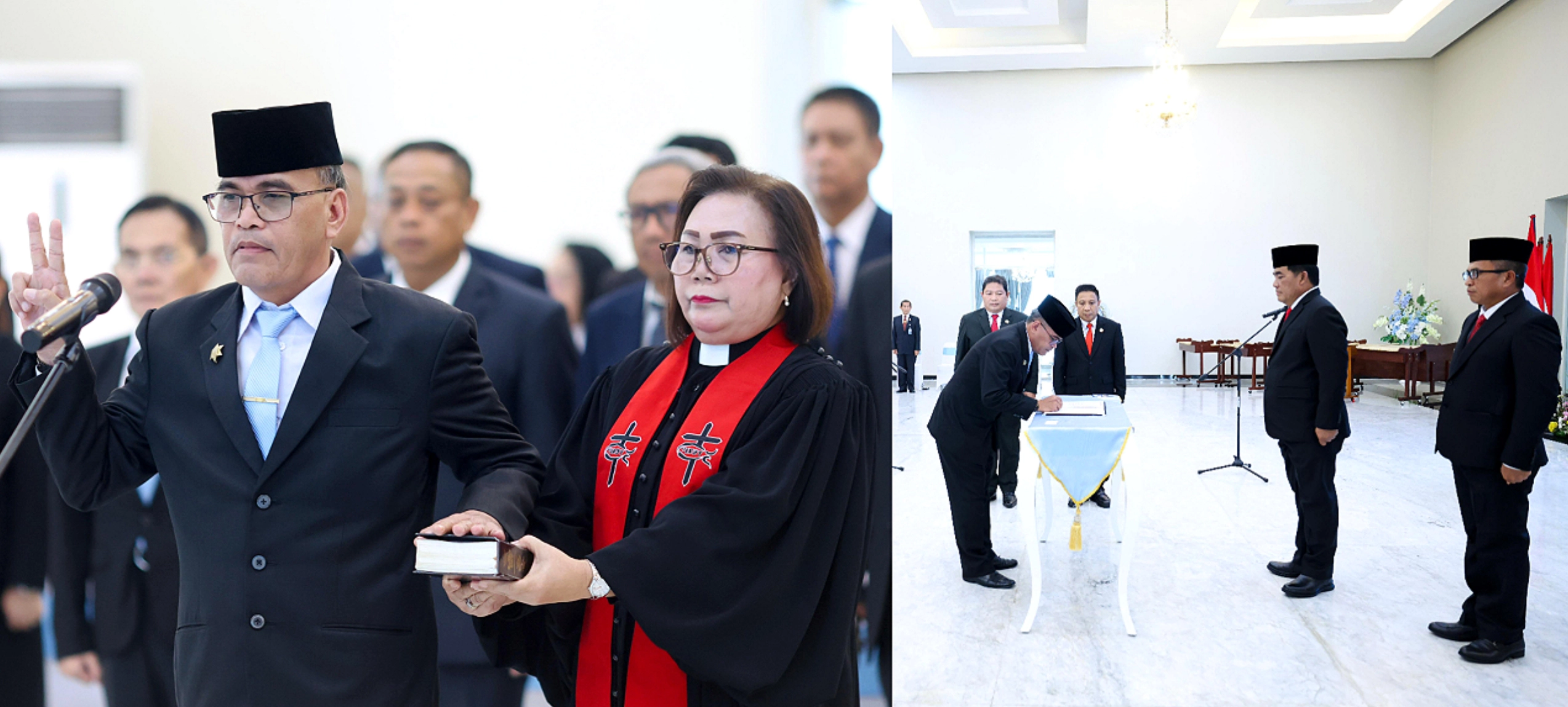 Gubernur Yulius Selvanus mengambil sumpah jabatan John Marentek sebagai Kepala BKD Sulut. (Foto: Dok. Istimewa)