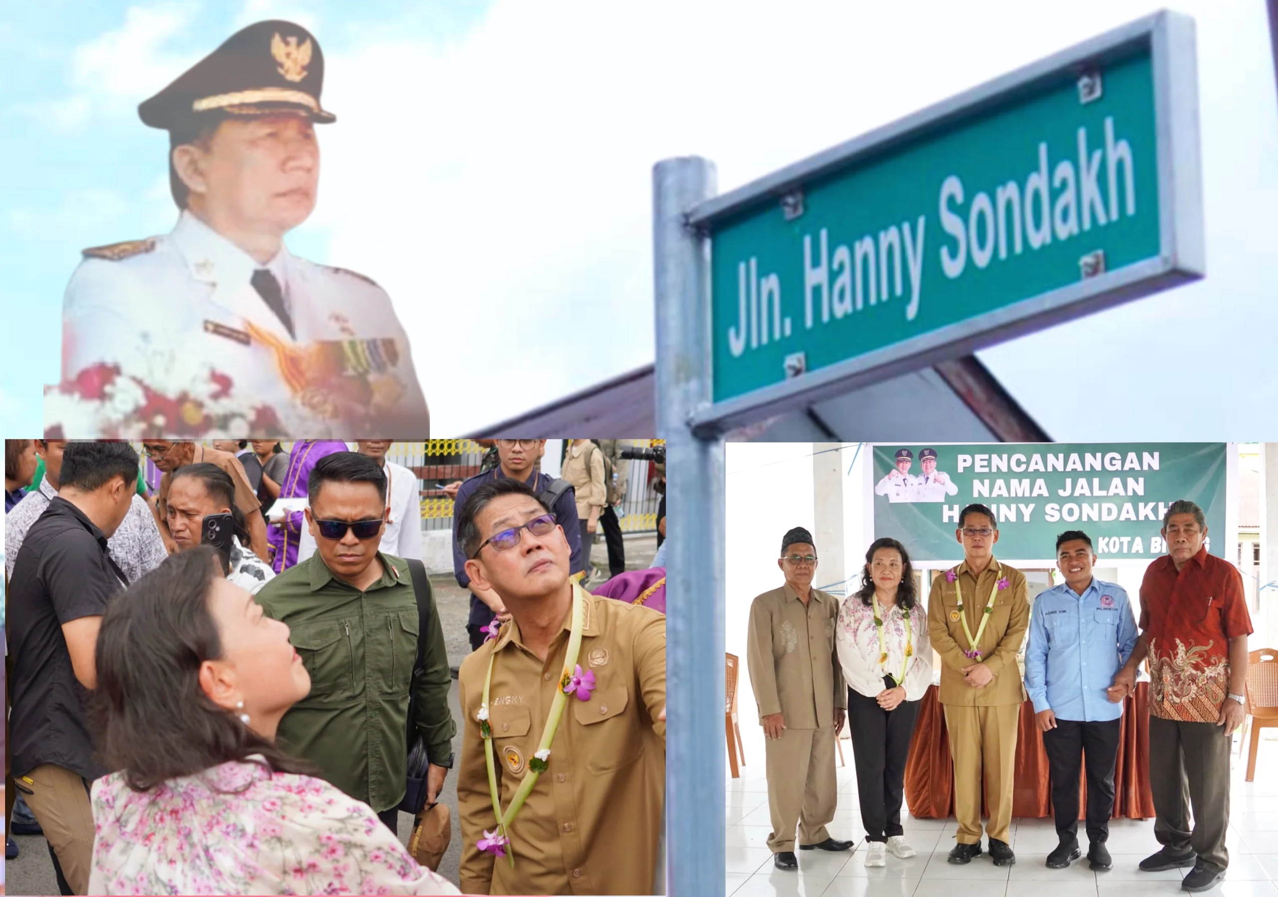 DIABADIKAN: Walikota Bitung Hengky Honandar saat meresmikan perubahan nama Jalan Lingkar Lembeh menjadi Jalan Hanny Sondakh di depan Kantor Camat Lembeh Selatan, Selasa (26/5/2026). (Foto: Dok. Pemkot Bitung/SUDARA.ID)
