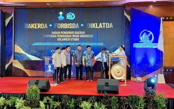 Momentum pembukaan Rakerda HIPMI Sulut yang diharapkan menjadi motor penggerak hilirisasi dan target pertumbuhan ekonomi 8 persen. (Foto: Istimewa)