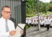 Wakil Rektor Bidang Akademik Unsrat, Prof. Ir. Arthur Pinaria, M.P., saat membacakan amanat BPIP dalam Upacara Hari Lahir Pancasila 2026 di kampus Unsrat, Manado, Senin (1/6). (Foto: Dok. Unsrat)