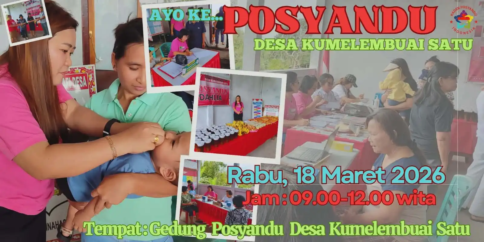 Kegiatan Pos Pelayanan Terpdau (Posyandu) untuk Balita dan warga lanjut usia (Lansia) di Desa Kumelembuai Satu.
