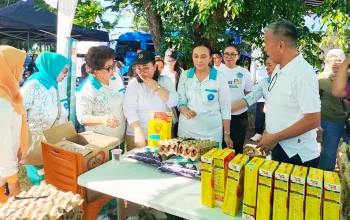 Ketua TP PKK Provinsi Sulawesi Utara, Anik Yulius Selvanus, saat akan membagikan bantuan nutrisi bagi keluarga beresiko stunting di Momentum Hari Kesatuan Gerak (HKG) PKK ke-54 tahun 2026. (Foto: Istimewa)
