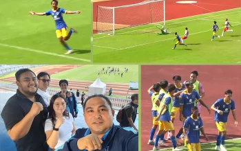 Detik-detik gol penentu dari Riandy Subuh, selebrasi emosional skuad Persma 1960 Manado, serta kegembiraan Direktur Persma Meyvo Rumengan bersama Ketua Panpel Fighter Aprilia usai laga hidup-mati kontra PSP Padang di Stadion Mandala Krida, Senin (15/6). (Foto: Istimewa/Dok. SUDARA.ID)